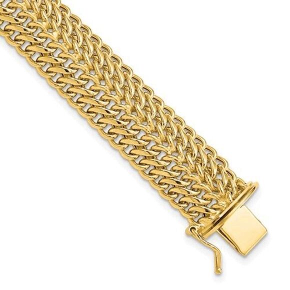 14k Gold Fancy Link Bracelet, 7.5 inches long, New - Picture 6 of 7